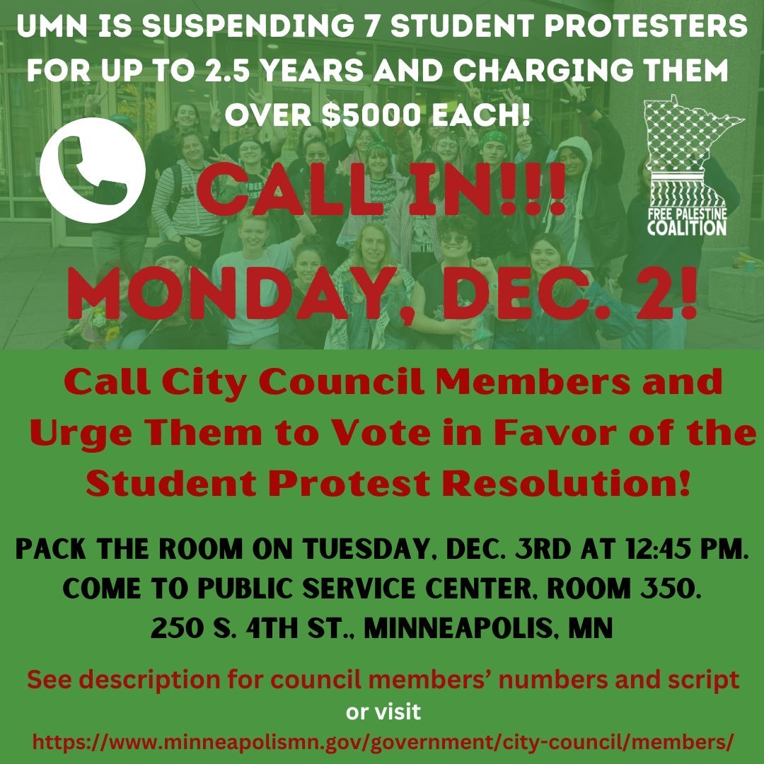 Stand with the UMN Palestine Protesters!